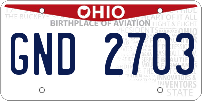 OH license plate GND2703