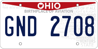 OH license plate GND2708