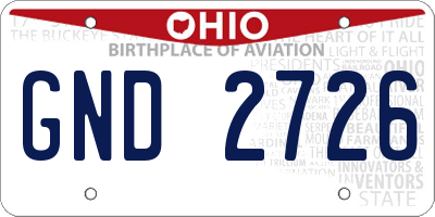 OH license plate GND2726