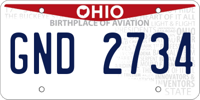 OH license plate GND2734