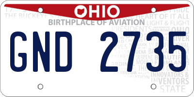 OH license plate GND2735