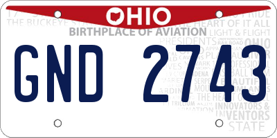 OH license plate GND2743