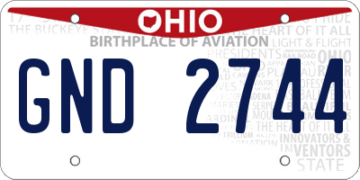 OH license plate GND2744