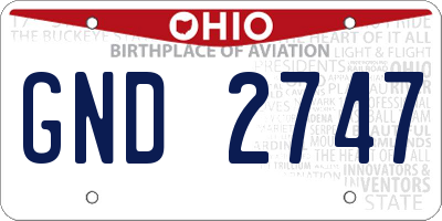 OH license plate GND2747