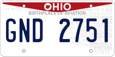 OH license plate GND2751