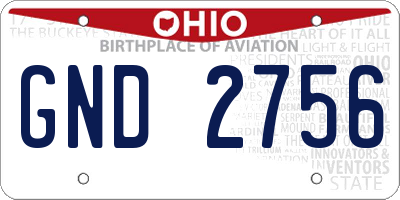 OH license plate GND2756