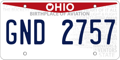 OH license plate GND2757