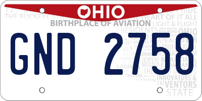 OH license plate GND2758