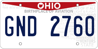 OH license plate GND2760