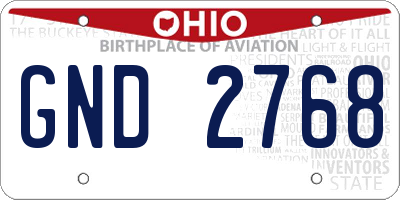 OH license plate GND2768