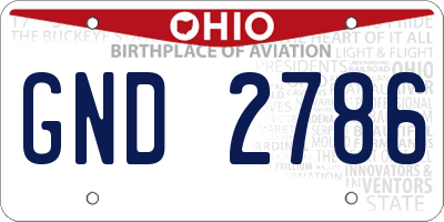 OH license plate GND2786