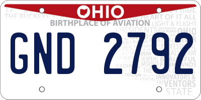 OH license plate GND2792