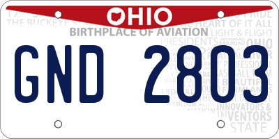 OH license plate GND2803