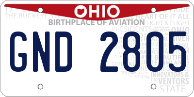 OH license plate GND2805