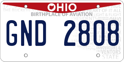OH license plate GND2808