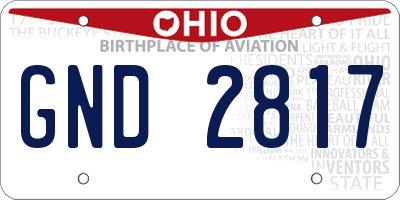OH license plate GND2817