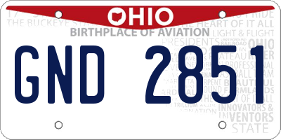 OH license plate GND2851