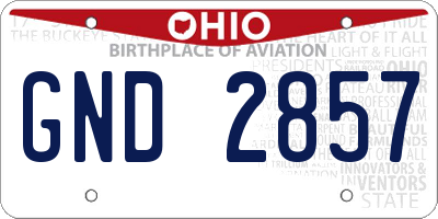 OH license plate GND2857