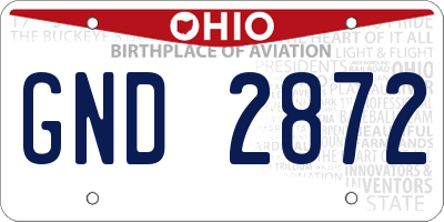 OH license plate GND2872