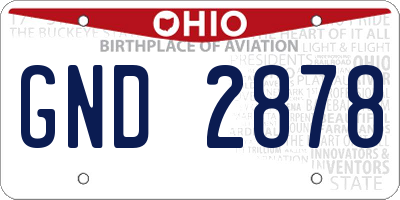 OH license plate GND2878