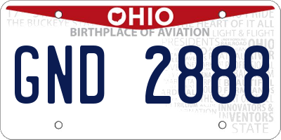 OH license plate GND2888