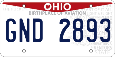OH license plate GND2893