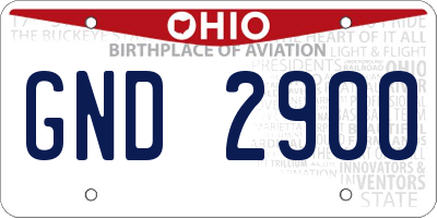OH license plate GND2900