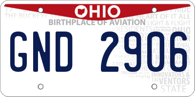 OH license plate GND2906