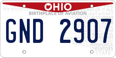 OH license plate GND2907