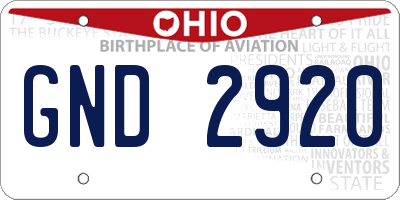 OH license plate GND2920