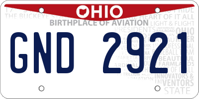 OH license plate GND2921