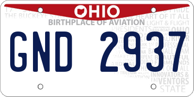 OH license plate GND2937