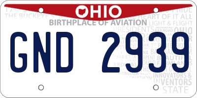 OH license plate GND2939