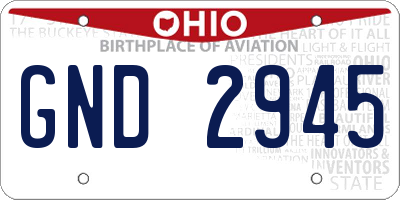 OH license plate GND2945