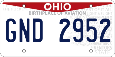 OH license plate GND2952
