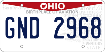 OH license plate GND2968