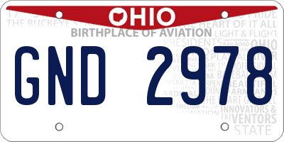 OH license plate GND2978