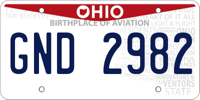 OH license plate GND2982