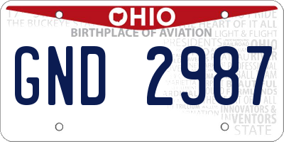 OH license plate GND2987