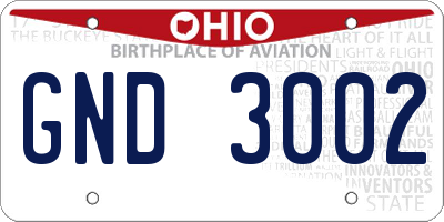 OH license plate GND3002