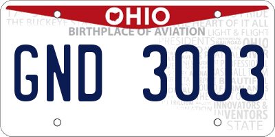 OH license plate GND3003