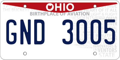 OH license plate GND3005