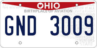 OH license plate GND3009