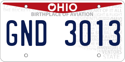 OH license plate GND3013