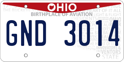 OH license plate GND3014