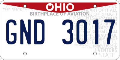 OH license plate GND3017