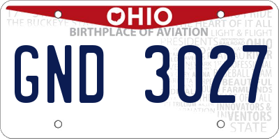 OH license plate GND3027