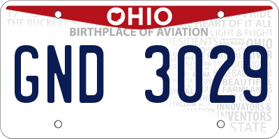 OH license plate GND3029