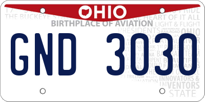 OH license plate GND3030