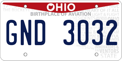 OH license plate GND3032